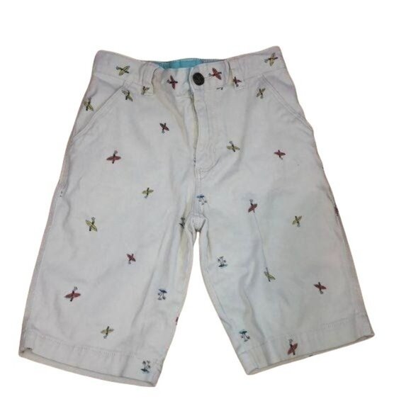 Wonder Nation Boys Embroidered Surfer Khaki Shorts Size 10  Cotton Blend - Picture 1 of 5